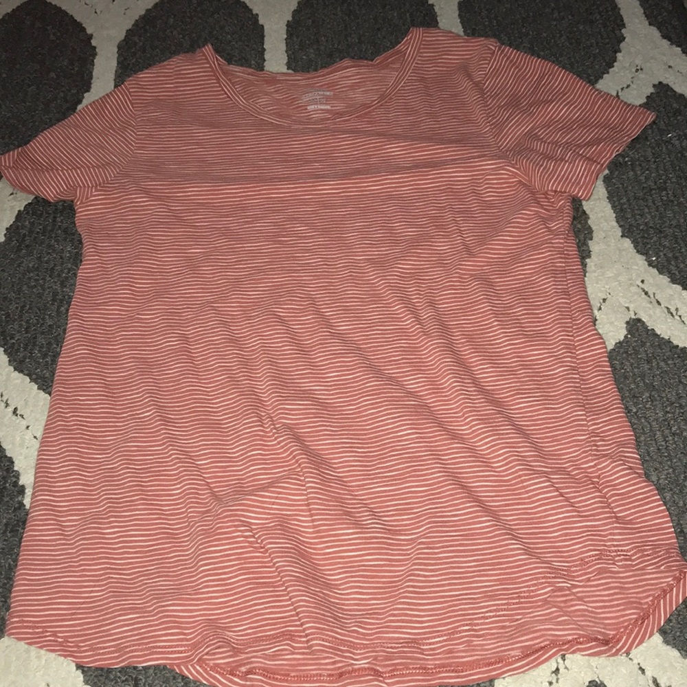 White and pink short sleeve blouse